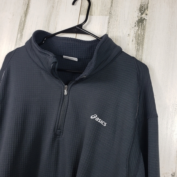 Mens ASICS dark gray quarter zip sweater size 2XLT - Picture 2 of 10